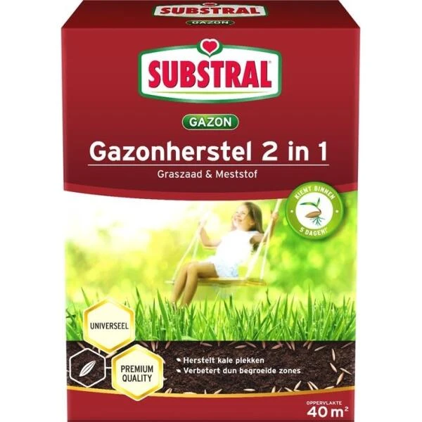 Substral Gazonherstel Graszaad + Mest 2-IN-1 40 M² 3 Substral Gazonherstel Graszaad + Mest 2-IN-1 40 M²