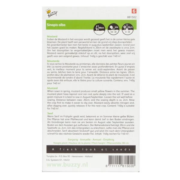 Groenbemester Mosterd 140 G - 140 M² 4 Groenbemester Mosterd 140 G - 140 M² - Afbeelding 2