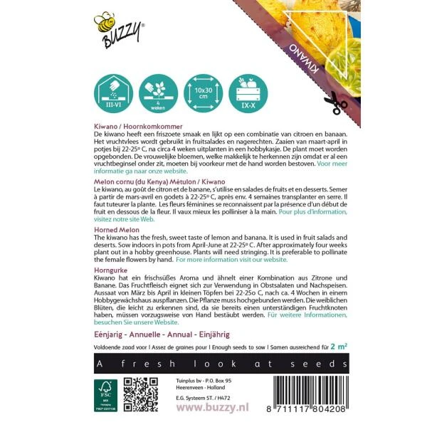 Kiwano Of De Hoornmeloen (Exoot) Cucumis Metuliferus 4 Kiwano Of De Hoornmeloen (Exoot) Cucumis Metuliferus - Afbeelding 2