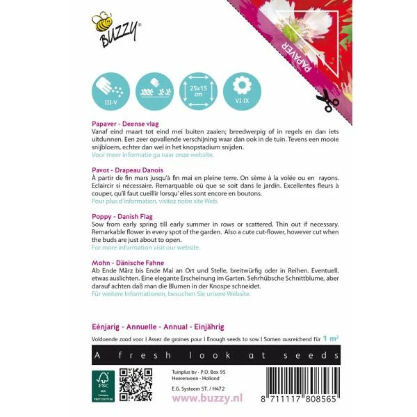Klaproos Deense Vlag - Papaver Somniferum 4 Klaproos Deense Vlag - Papaver Somniferum - Afbeelding 2