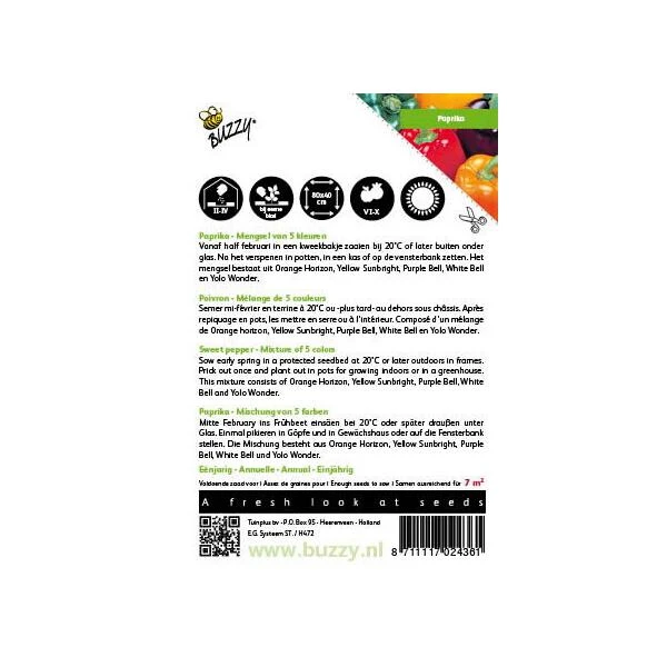 Paprika 5 Kleurenmengsel - Capsicum Annuum 4 Paprika 5 Kleurenmengsel - Capsicum Annuum - Afbeelding 2