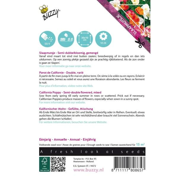 Slaapmutsje Mix - Californische Papaver 4 Slaapmutsje Mix - Californische Papaver - Afbeelding 2